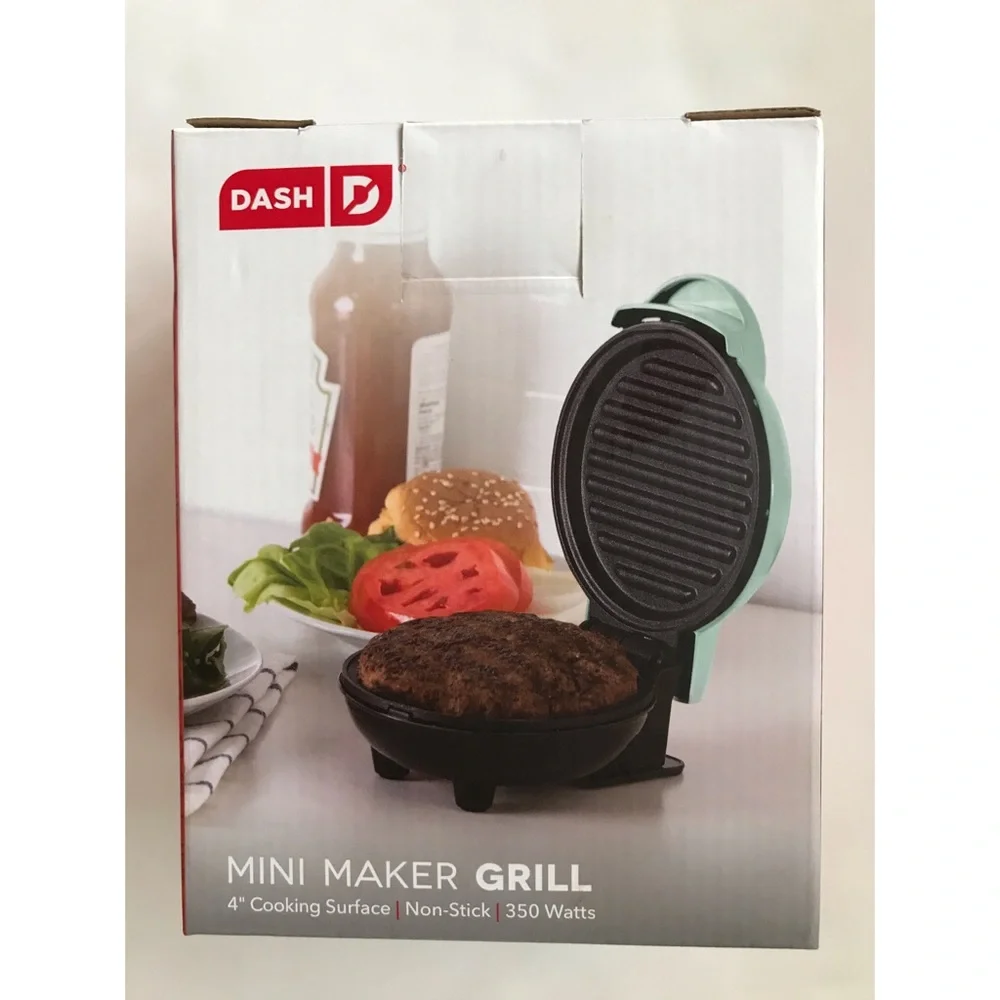 DASH Mini 4” Maker Grill Aqua 350 Watts